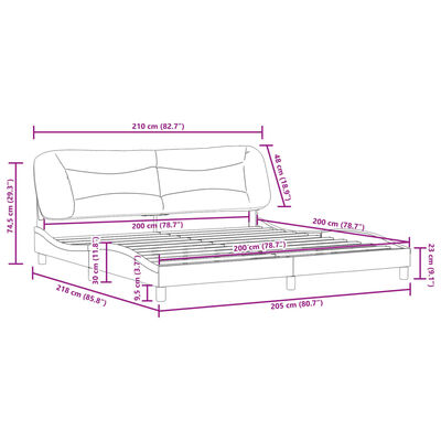 vidaXL Cadre de lit sans matelas blanc et noir 200x200 cm similicuir