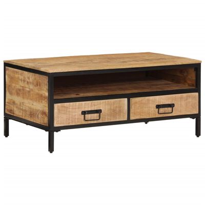 vidaXL Table basse 90x50x30 cm bois massif de manguier brut