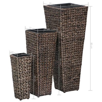 vidaXL Lits surélevés 3 pcs Jacinthe d'eau Marron foncé