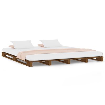 vidaXL Lit de palette Marron miel 140x190 cm Bois de pin massif