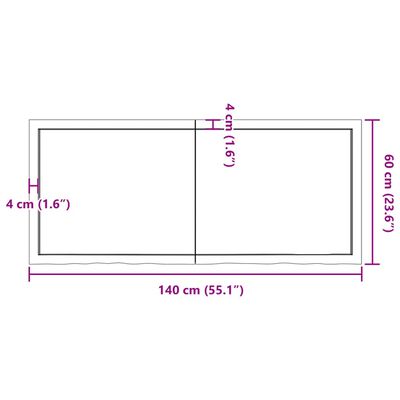 vidaXL Dessus de table 140x60x(2-6) cm bois de chêne massif non traité