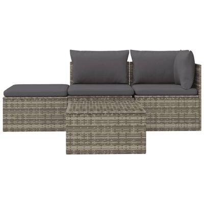 vidaXL Salon de jardin 4 pcs avec coussins Gris Résine tressée