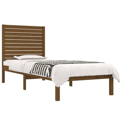 vidaXL Cadre de lit Marron miel Bois massif 75x190 cm Petit simple