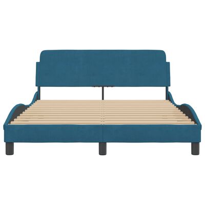 vidaXL Cadre de lit et tête de lit sans matelas bleu 140x190cm velours