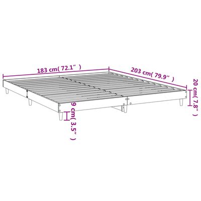 vidaXL Cadre de lit gris béton 120x200 cm bois d'ingénierie