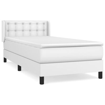 vidaXL Sommier à lattes de lit avec matelas Blanc 90x200 cm Similicuir