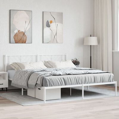 vidaXL Cadre de lit métal sans matelas et tête de lit blanc 200x200 cm