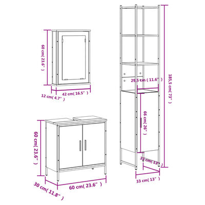 vidaXL Ensemble de meubles de salle de bain 3 pcs Chêne fumé