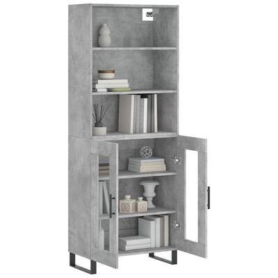 vidaXL Buffet haut Gris béton 69,5x34x180 cm Bois d'ingénierie