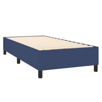 vidaXL Sommier à lattes de lit matelas et LED Bleu 100x200 cm Tissu