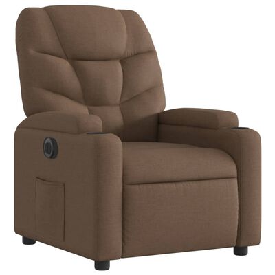 vidaXL Fauteuil inclinable électrique Marron Tissu