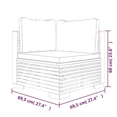 vidaXL Salon de jardin 5 pcs avec coussins Bois de teck solide