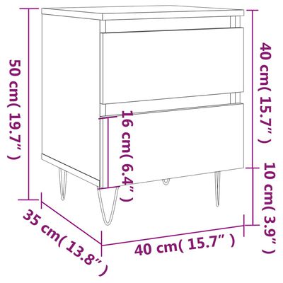 vidaXL Table de chevet chêne sonoma 40x35x50 cm bois d’ingénierie