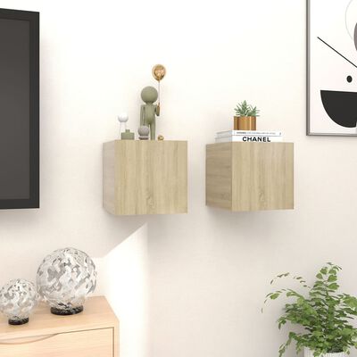 vidaXL Meubles TV muraux 2 pcs Chêne sonoma 30,5x30x30 cm