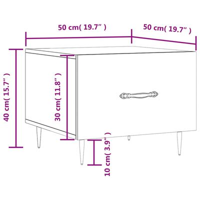 vidaXL Table basse gris béton 50x50x40 cm bois d'ingénierie