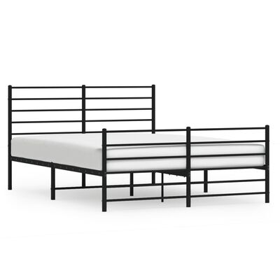 vidaXL Cadre de lit métal sans matelas avec pied de lit noir 150x200cm