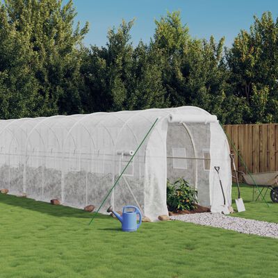 vidaXL Serre avec cadre en acier blanc 16 m² 8x2x2 m