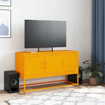 vidaXL Meuble TV jaune moutarde 100,5x39x60,5 cm acier