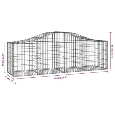 vidaXL Paniers à gabions arqués 14 pcs 200x50x60/80 cm fer galvanisé