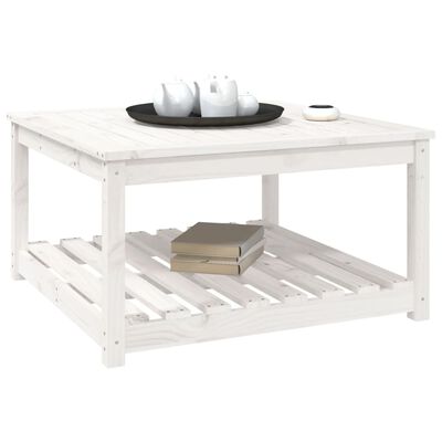 vidaXL Table de jardin blanc 82,5x82,5x45 cm bois massif de pin