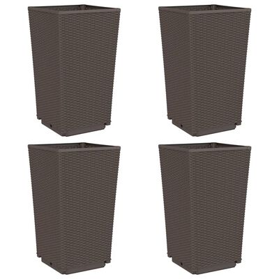 vidaXL Jardinières 4 pcs marron 32,5x32,5x57 cm polypropylène