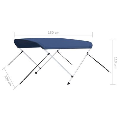 vidaXL Auvent bimini à 2 arceaux Bleu marine 150x120x110 cm