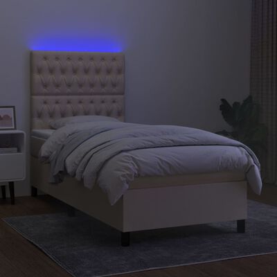 vidaXL Sommier à lattes de lit avec matelas et LED Crème 100x200 cm