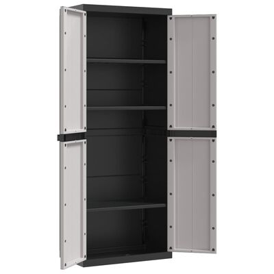 vidaXL Armoire de rangement d'extérieur gris et noir 65x37x165 cm PP