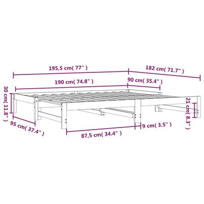 vidaXL Lit coulissant sans matelas blanc 2x(90x190) cm