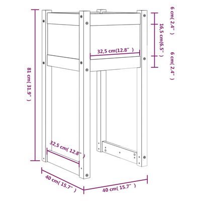 vidaXL Jardinières 2 pcs Noir 40x40x81 cm Bois massif de pin