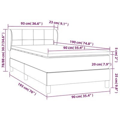 vidaXL Sommier à lattes de lit et matelas Gris clair 90x190 cm Velours