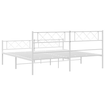 vidaXL Cadre de lit métal sans matelas et pied de lit blanc 193x203 cm