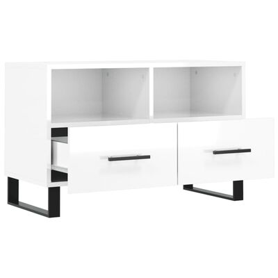 vidaXL Meuble TV Blanc brillant 80x36x50 cm Bois d'ingénierie