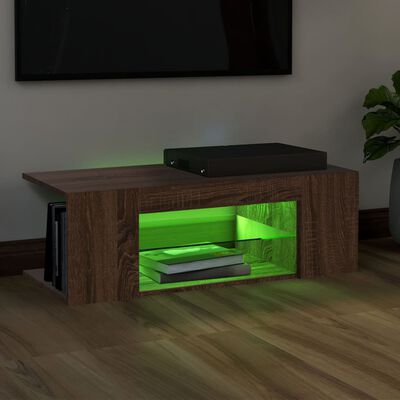 vidaXL Meuble TV avec lumières LED Chêne marron 90x39x30 cm