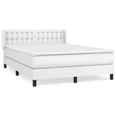 vidaXL Sommier à lattes de lit avec matelas Blanc 140x200cm Similicuir