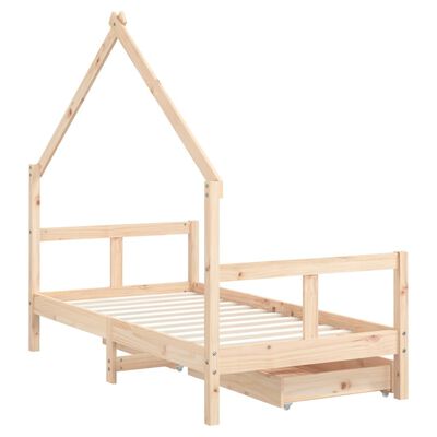 Vidaxl cadre de lit pour enfant et tiroirs 80x160cm bois de pin