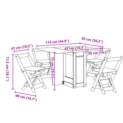 vidaXL Ensemble à manger papillon 5 pcs Corona pliable cire marron pin