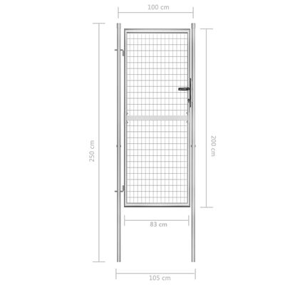 vidaXL Porte de jardin Acier galvanisé 105x250 cm Argenté