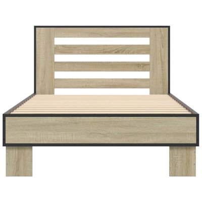 vidaXL Cadre de lit chêne sonoma 75x190 cm bois d'ingénierie et métal