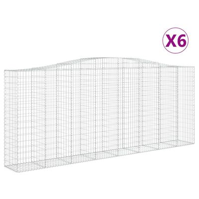 vidaXL Paniers à gabions arqués 6 pcs 400x50x160/180 cm fer galvanisé