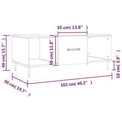 vidaXL Table basse noir 102x50x40 cm bois d'ingénierie