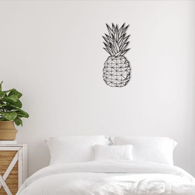 Homemania Décoration murale Ananas 22x55 cm Acier Noir