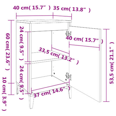 vidaXL Table de chevet chêne fumé 40x35x70 cm bois d'ingénierie