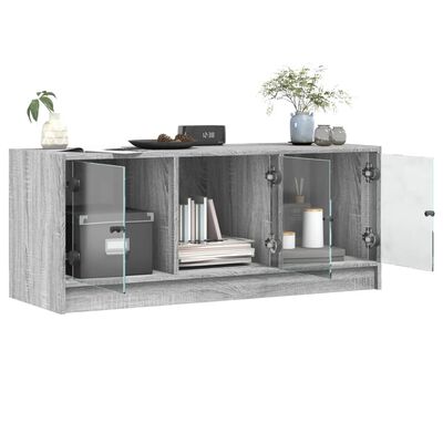 vidaXL Meuble TV avec portes en verre sonoma gris 102x37x42 cm