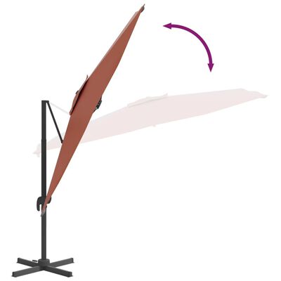 vidaXL Parasol déporté avec mât en aluminium Terre cuite 300x300 cm