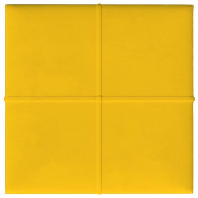 vidaXL Panneaux muraux 12 pcs Jaune 30x30 cm Velours 1,08 m²