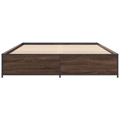 vidaXL Cadre de lit chêne marron 150x200 cm bois d'ingénierie et métal