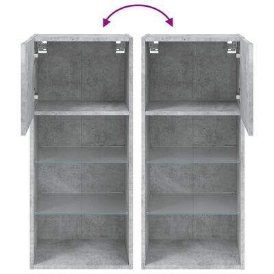 vidaXL Meubles TV avec lumières LED 2 pcs gris béton 40,5x30x90 cm