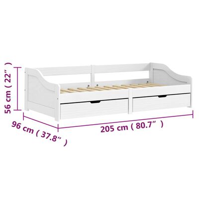 vidaXL Lit de jour avec 2 tiroirs IRUN blanc 90x200 cm bois pin massif