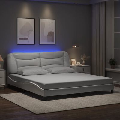 vidaXL Cadre de lit avec lumières LED noir 180x200 cm similicuir